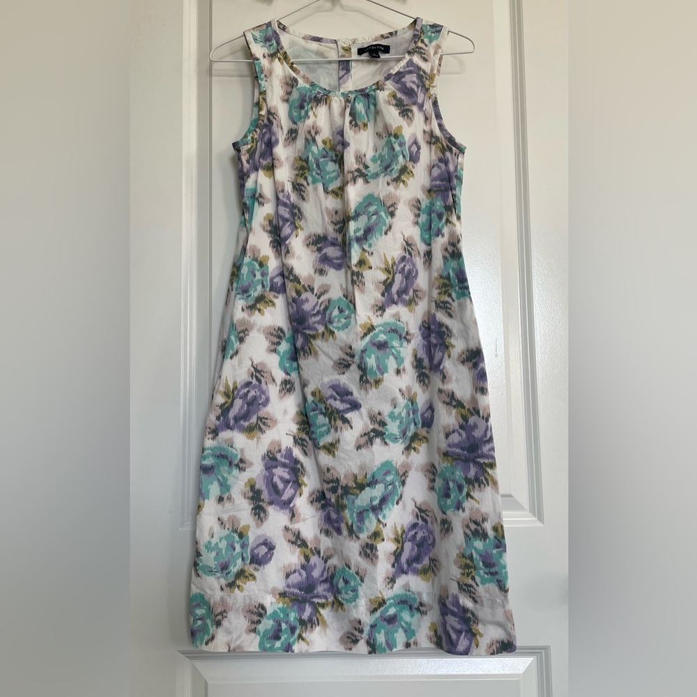 Lands End Floral Shift Dress Women Sz 2 Watercolor Rose Garden Party Cottagecore